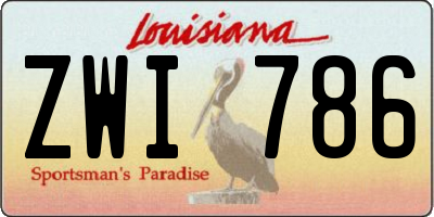 LA license plate ZWI786