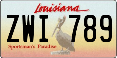 LA license plate ZWI789
