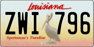 LA license plate ZWI796