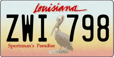 LA license plate ZWI798