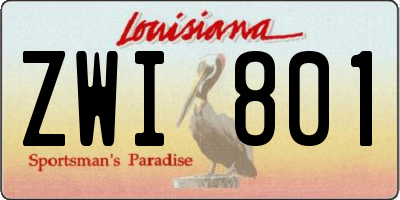 LA license plate ZWI801