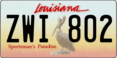 LA license plate ZWI802