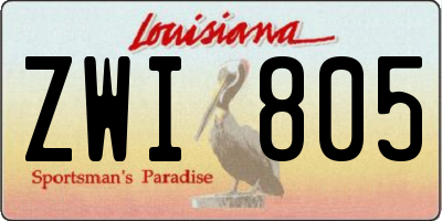 LA license plate ZWI805