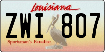 LA license plate ZWI807