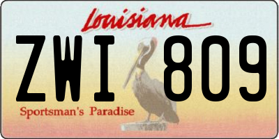 LA license plate ZWI809