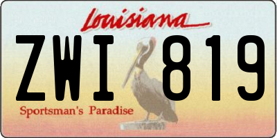 LA license plate ZWI819