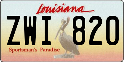 LA license plate ZWI820