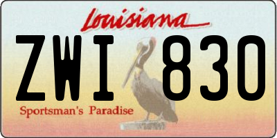 LA license plate ZWI830