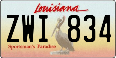 LA license plate ZWI834