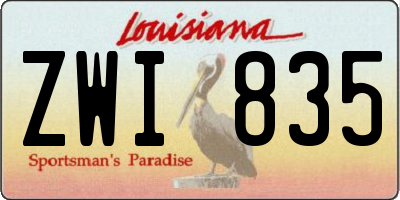 LA license plate ZWI835