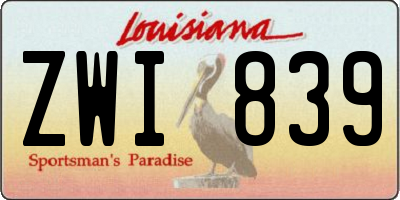 LA license plate ZWI839