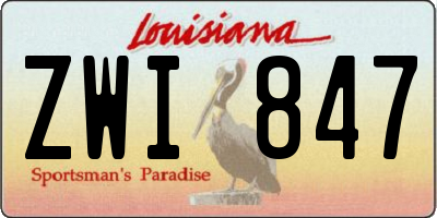 LA license plate ZWI847