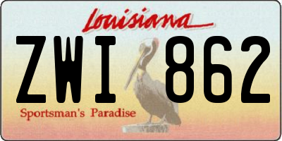 LA license plate ZWI862
