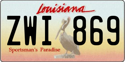 LA license plate ZWI869