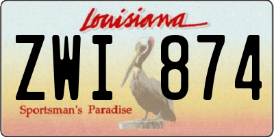 LA license plate ZWI874