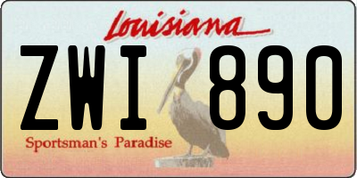 LA license plate ZWI890