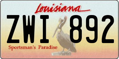 LA license plate ZWI892