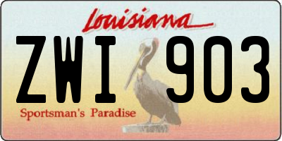 LA license plate ZWI903