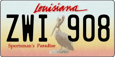 LA license plate ZWI908
