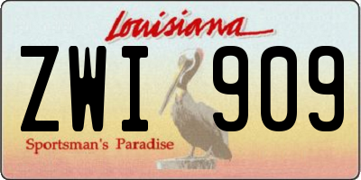 LA license plate ZWI909