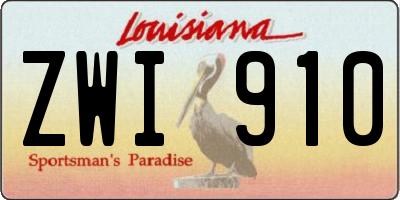 LA license plate ZWI910