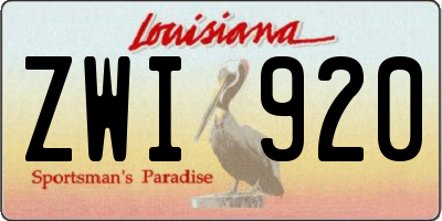 LA license plate ZWI920