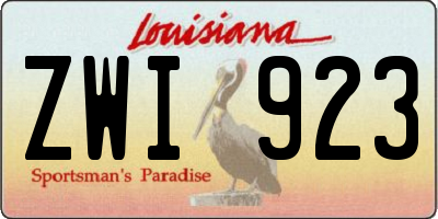 LA license plate ZWI923