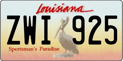 LA license plate ZWI925
