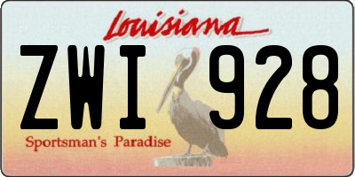 LA license plate ZWI928