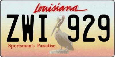 LA license plate ZWI929