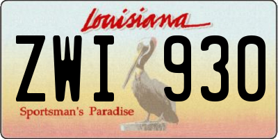 LA license plate ZWI930