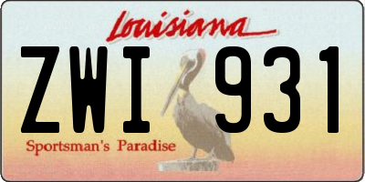LA license plate ZWI931