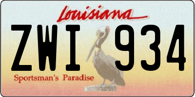 LA license plate ZWI934