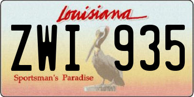 LA license plate ZWI935