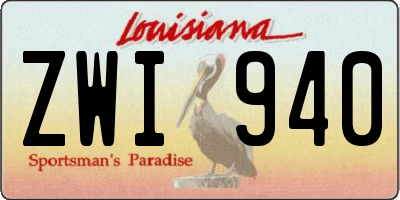 LA license plate ZWI940