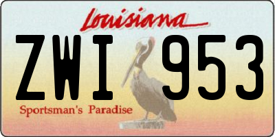 LA license plate ZWI953