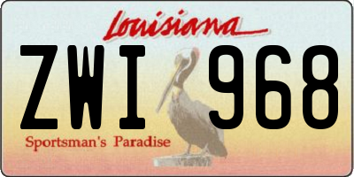 LA license plate ZWI968