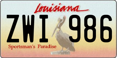 LA license plate ZWI986