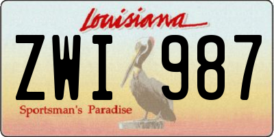 LA license plate ZWI987