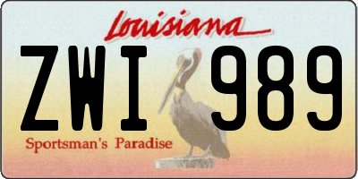 LA license plate ZWI989