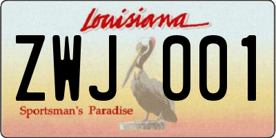 LA license plate ZWJ001