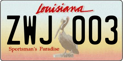 LA license plate ZWJ003