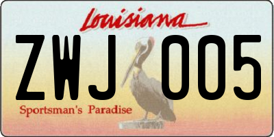 LA license plate ZWJ005