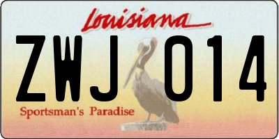 LA license plate ZWJ014