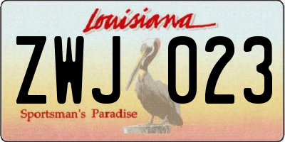 LA license plate ZWJ023