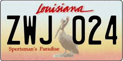 LA license plate ZWJ024