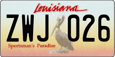 LA license plate ZWJ026