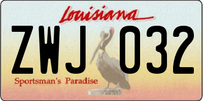 LA license plate ZWJ032