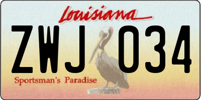 LA license plate ZWJ034