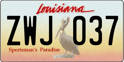 LA license plate ZWJ037